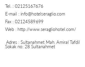 Seraglio Hotel iletiim bilgileri